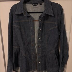 Peace Love World Dark Blue Jean Jacket